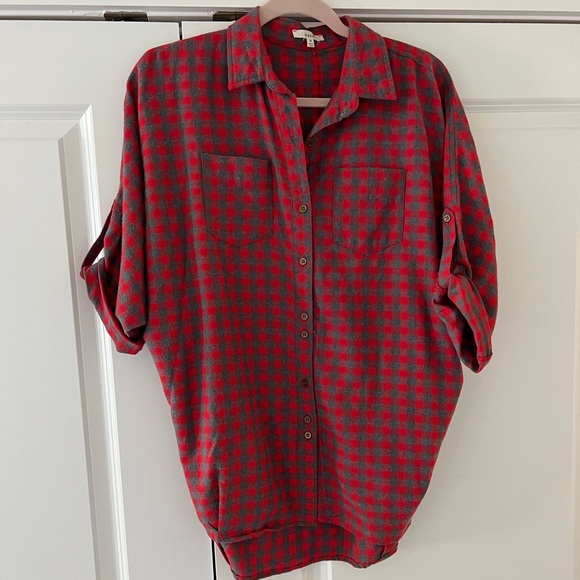Easel Gray and Red Flannel Top - Picture 7 of 8